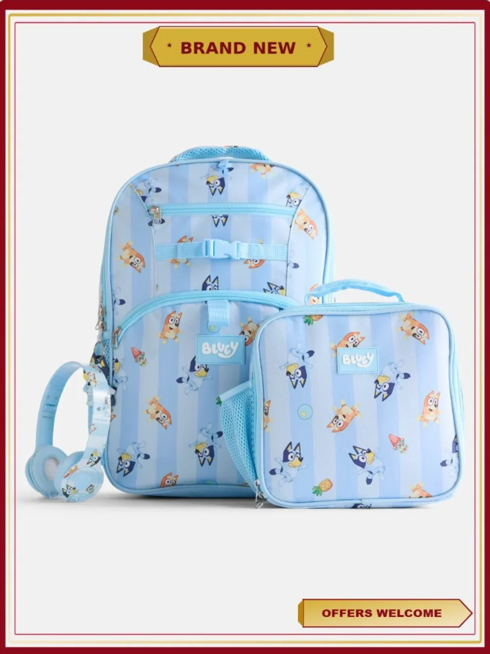 Bluey Backpack with Lunch Bag and Headphones Set
